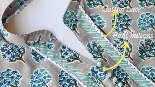 New Potli Buttons and Cotton Lace Placket Design/ Collar Neck Design