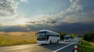 Driving by bus in Tehran 