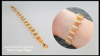 Bileklik yapımı. Super beaded bracelet making with bugle and pearl beads. How to make beaded jewelry