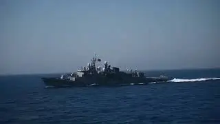 Turkish Naval Forces accompany and protecting ORU&Ccedil; REİS, drillship.