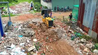Very Good The Action Bulldozer KOMATSU D31P Cleaning Trash - Dozer Pushing Clean The Many Trash