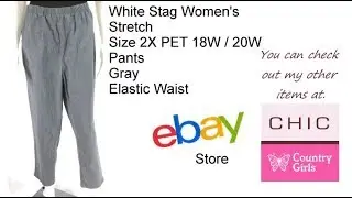 White Stag Women's Stretch Size 2X PET 18W  20W Pants Gray Elastic Waist