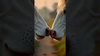 Cow and White Horse Nose Touch | Peaceful Animal Video