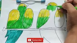 How to draw love birds from number 2020|Parrot drawing from 2020|How to draw parrots from number