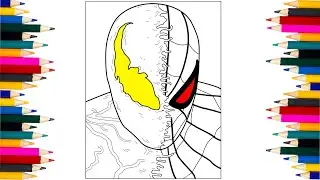 Spider-Man's face is half Venom EXPERT Coloring in 10 Minutes! The Spider-Verse! How to Draw!