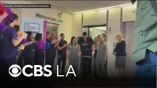 Long Beach teen takes first steps after paralyzing diving accident