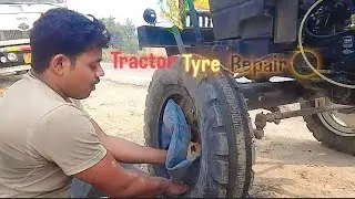 Tractor tyre puncture repair 😍 tube big puncture vulcanizing method 😍