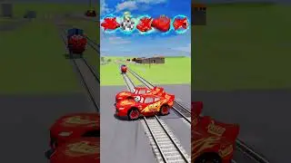 😱Evil Lightning Mcqueen Train VS Big and Small McQueen Cars: Cringe Pixar Cars! - BeamNG.drive