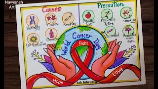 World Cancer Day poster drawing / How to draw Cancer Awareness chart easy and step by step