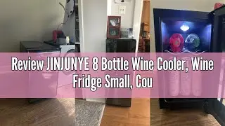 Review JINJUNYE 8 Bottle Wine Cooler, Wine Fridge Small, Countertop Wine Cooler Refrigerator with Te