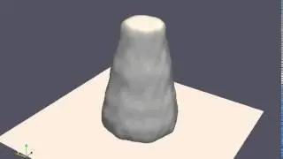Concrete Slump Test Simulation Using SPH, Viscosity = 500, Time = 10s