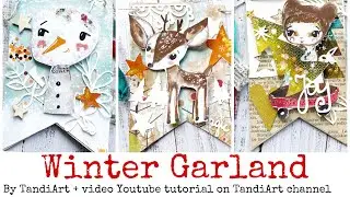 TandiArt Winter Garland , Christmas Decor, Mixed Media Kit from TandiArt Etsy shop