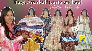 *HUGE ANARKALI KURTA SET HAUL* full sleeve anarkali kurta set haul || cotton festive wear kurta set