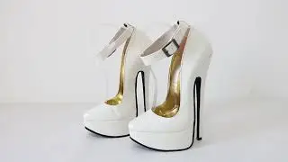 Sorbern White Crocodile 20cm High Heel Women Pumps Stilettos Pointed Toe Ankle Straps