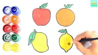 Learn Drawing and Coloring |  Apple  ⭐ Orange  ⭐ Mango  ⭐ Lemon  EASY ⭐