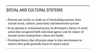 Talcott Parsons and Structural Functionalism