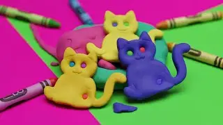 Let's Make Cat Shapes with Crayons & Playdough!#foryou #trending #viralvideo