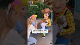 Disney characters greet deaf boy with sign language #shorts