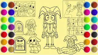 Sand Art - Sand Painting on Sticker Paper - Drawing and Coloring The Amazing Digital Circus