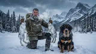 Arctic Bushcraft: Winter Rabbit Trap & Smoked Meat with my Tibetan Mastiff
