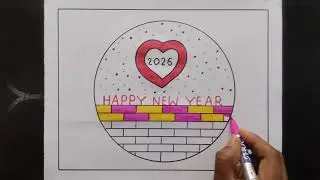 Happy New Year Poster Drawing / Easy New Year's Drawing / How to Draw New Year Poster 