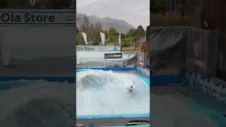 Frankie Pro rider on the FlowRider Barrel at Ola Mall Sport Wave House Surf Pool Santiago Chile