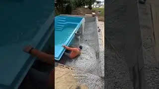Filling up 12x18 Genesis Fiberglass pool with water as we backfill gravel #fiberglass #genesis #pool