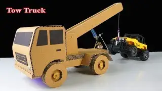 How to make RC Tow Truck at home with cardboard easy - Mr H2 Diy