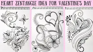 How to Draw for Valentine's day | beautiful zentangle heart pattern step by step for beginners