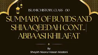 Summary of Buyids and Shia Aqeedah Cont.. | Class 130 | Islamic History | Sh Noorul Hasan