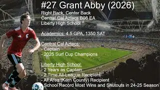 Grant Abby - C/O 2026 - CB/RB - Soccer Highlights Fall 2025