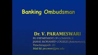 Banking Ombudsman By Dr. V. Parameswari