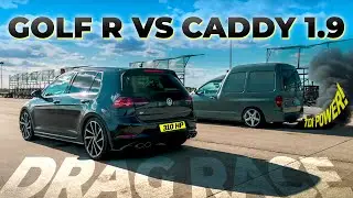 1.9 AZ ISTEN? PD Caddy vs Golf R - Gyorsul&aacute;s (1/4 m&eacute;rf&ouml;ld drag race, 100-200!)
