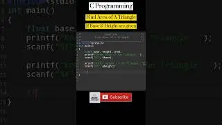 C Programming| Find Area of A Triangle | #cprogramming  #programming  #coding  #shorts