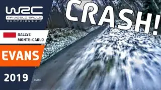 EVANS WRC Crash: Rallye Monte-Carlo 2019. Elfyn Evans onboard rally crash.