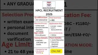 Hindustan Petroleum Corporation Ltd Recruitment 2025 ll Apply Now New Job #hpcl #hindustanpetroleum