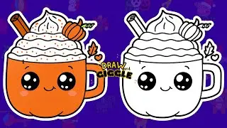 Draw PUMPKIN SPICE DRINK | Easy drawing for kids 🌈 🌈