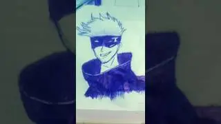 gojo saturo drawing in ball pen #anime #drawing