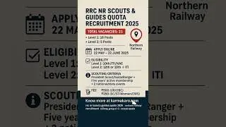 RRC NR Scouts & Guides Quota Recruitment 2025.    #railwayjobs