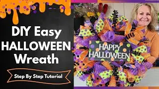 *NEW* EASY DIY HALLOWEEN WREATH USING THE DECO MESH POOF, CURL & CRUFFLE METHOD | Beginner Friendly