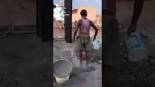 Manual Concrete Mixing: Perfect Ratio for Strong Construction! 🏗️ #Shorts