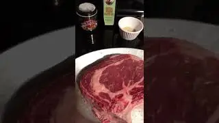 Prepping a 48 oz Prime rib steak! For the pizza oven￼￼