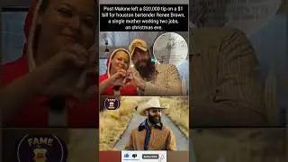 Post Malone&rsquo;s $20k surprise.💰🫡#postmalone #shorts #christmas #bartender #kindness #tip #generous