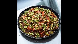Harissa Lentils with Charred Peppers & Olive Salsa