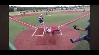 Mattie Couture # 33 in RF makes a perfect throw to Home for the out