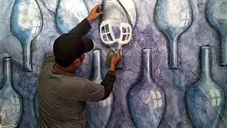Cara Membuat Cat Relief Dinding Motif Marmer dan Guci !! Wall Painting Motif