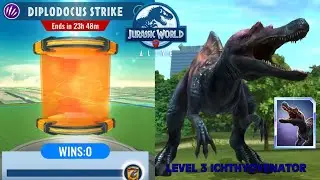 Jurassic World Alive - Diplodocus Strike + Level 3 Ichthyovenator