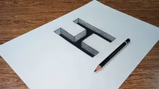 как нарисовать 3d дырочки буквы H в бумаге