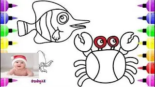 Sea Animals Coloring Page for Baby & Art Coloring Book for Kids   #part 225