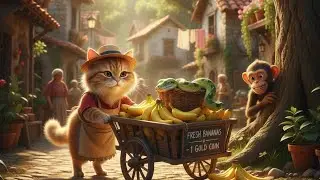 Funny Cat Banana Cart Chaos 🍌😂 | Monkey & Snake Comedy Short